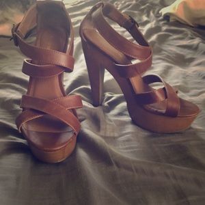 Brown leather heels